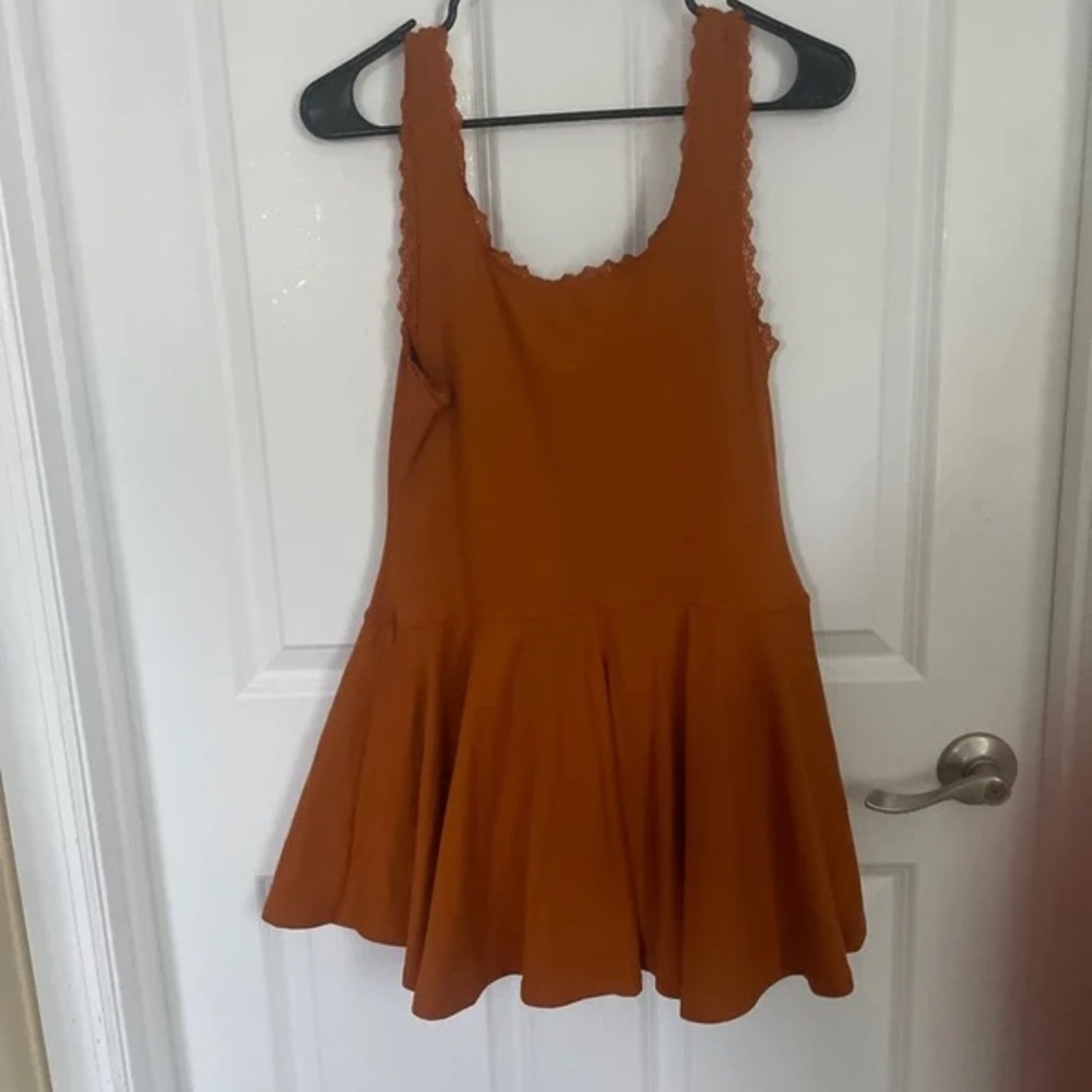 Women’s Tank Top Dress in Burnt Orange with Scoop Neck